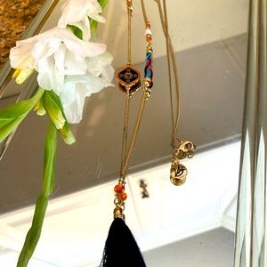 Vera Bradley gold tone long tassel necklace